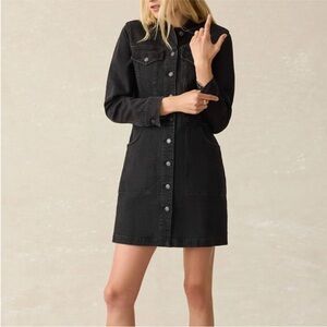 NWT Faherty Michelle Black Denim Mini Shirtdress